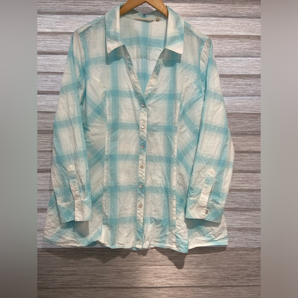 Soft Surroundings 100% cotton Parker Tunic In Turquoise And White Size XL